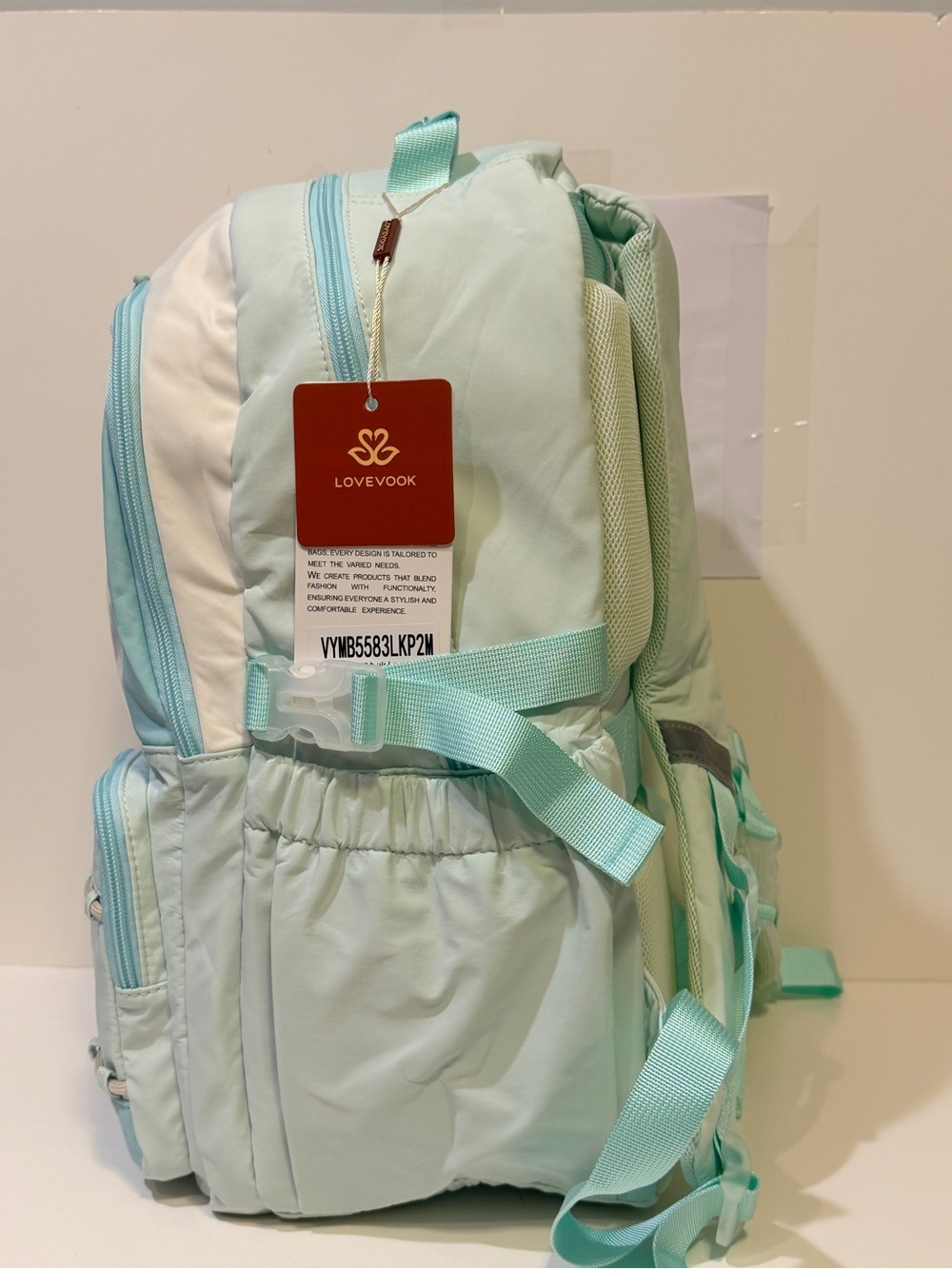 NWT Lovevook Backpack in Cream, Light Mint Green/Light Teal Colors - Picture 3 of 7